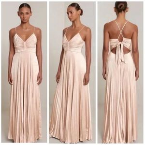A.L.C. Aries Dress Cala Cream / Satin Pleated Maxi Gown Sz 10 NWOT